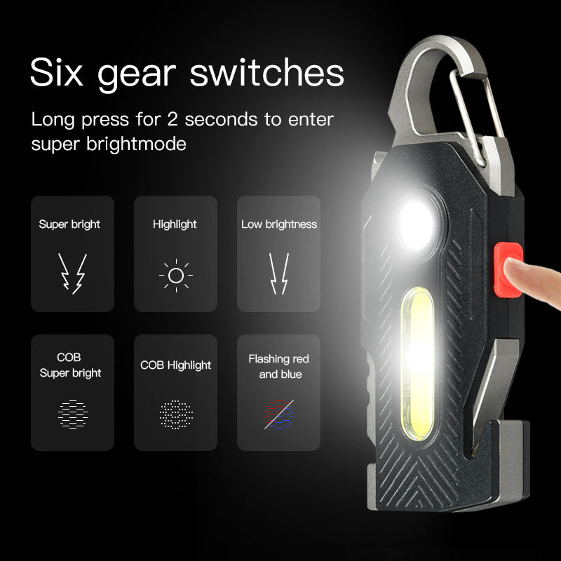 Rechargeable COB LED Keychain Light: High-Brightness Emergency Camping Work Lamp