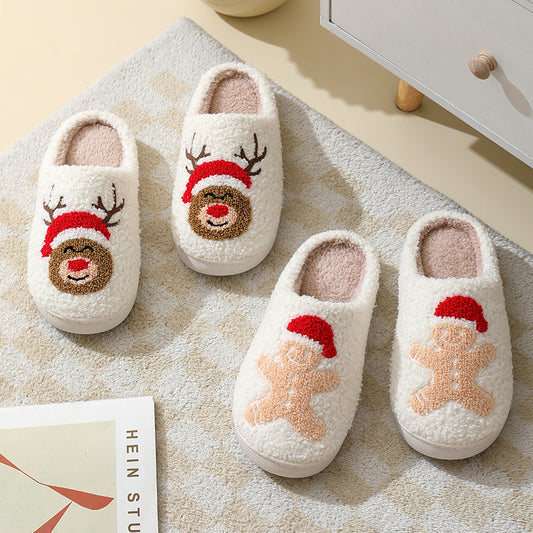 Cozy Christmas Slippers: Cute Santa Claus Design for Couples, Warm & Furry Winter Shoes