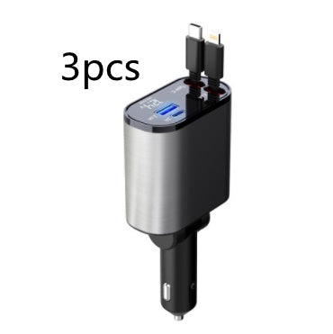 High-Speed 100W Car Charger: USB & Type-C Ports, Cigarette Lighter Adapter
