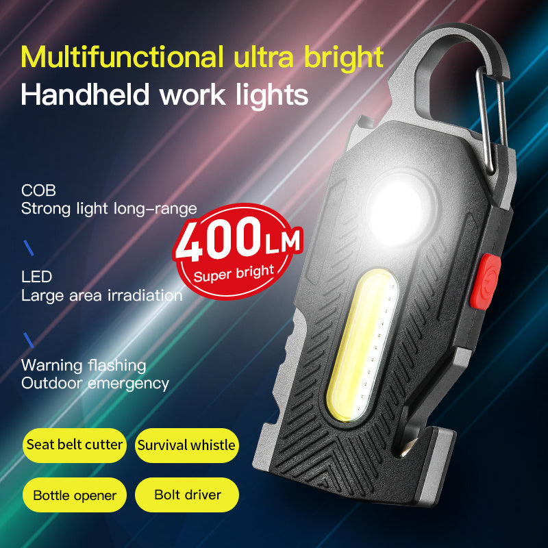 Rechargeable COB LED Keychain Light: High-Brightness Emergency Camping Work Lamp