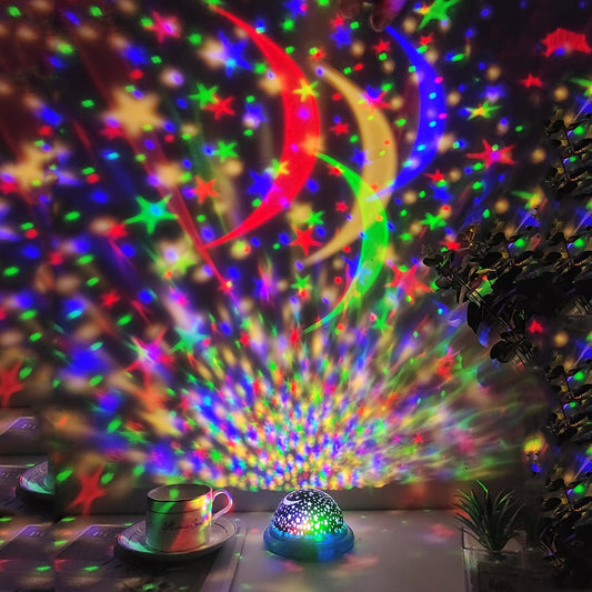 Spaceship-Shaped Star Projection Lamp: 8 Color Modes, USB or Battery Powered