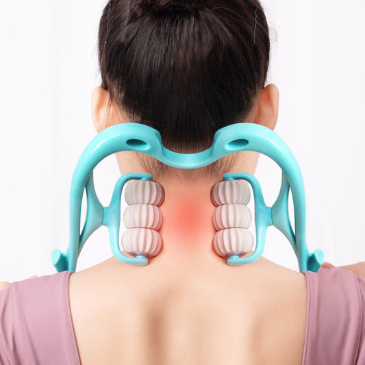Portable 6-Wheel Neck Massager Roller for Pain Relief and Relaxation