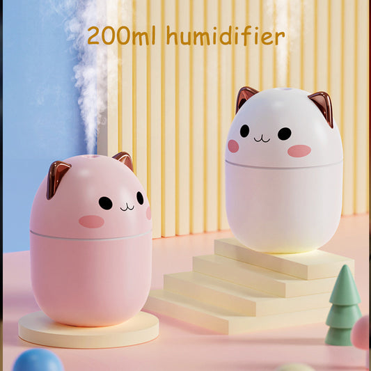 Cute Cat USB Air Humidifier - Ultra-Silent Cool Mist Aromatherapy Purifier for Home, Office & Car