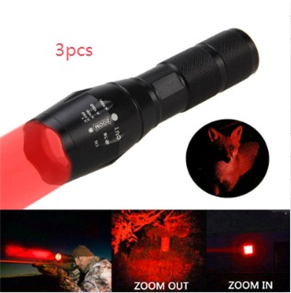 Portable LED Flashlight: Zoomable Torch for Hunting