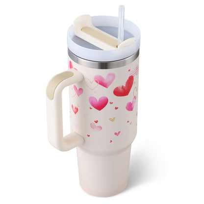 40 Oz Insulated Tumbler: Stainless Steel Coffee Cup with Lid and Straw