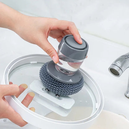 Kitchen Palm Brush: Soap Dispenser for Easy Cleaning