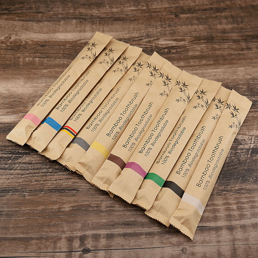 10 Pcs Bamboo Charcoal Toothbrushes - Soft Bristles, Eco-Friendly, Colorful Set for Dental Oral Care