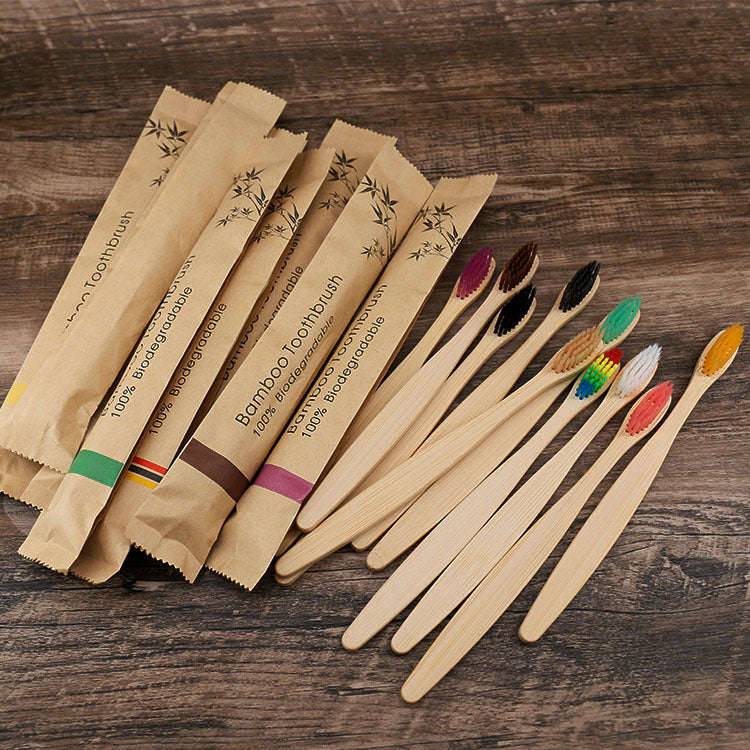10 Pcs Bamboo Charcoal Toothbrushes - Soft Bristles, Eco-Friendly, Colorful Set for Dental Oral Care