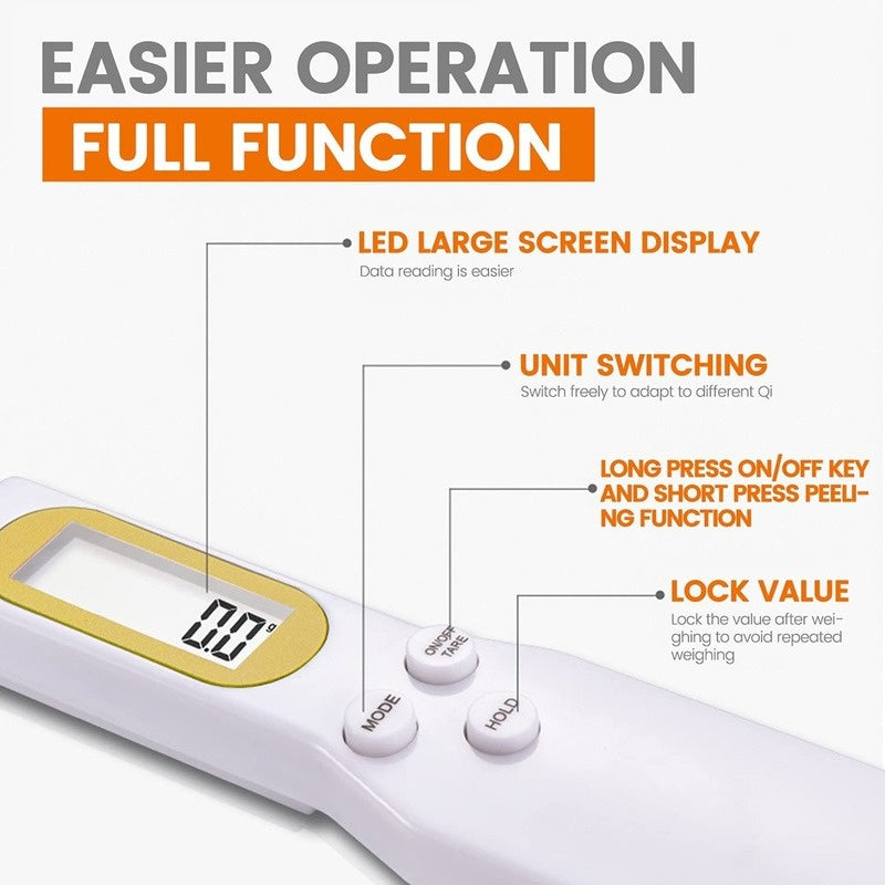 AccuMeasure Digital Kitchen Scale Spoon: LCD Display, 0.1g-500g Precision for Cooking and Baking