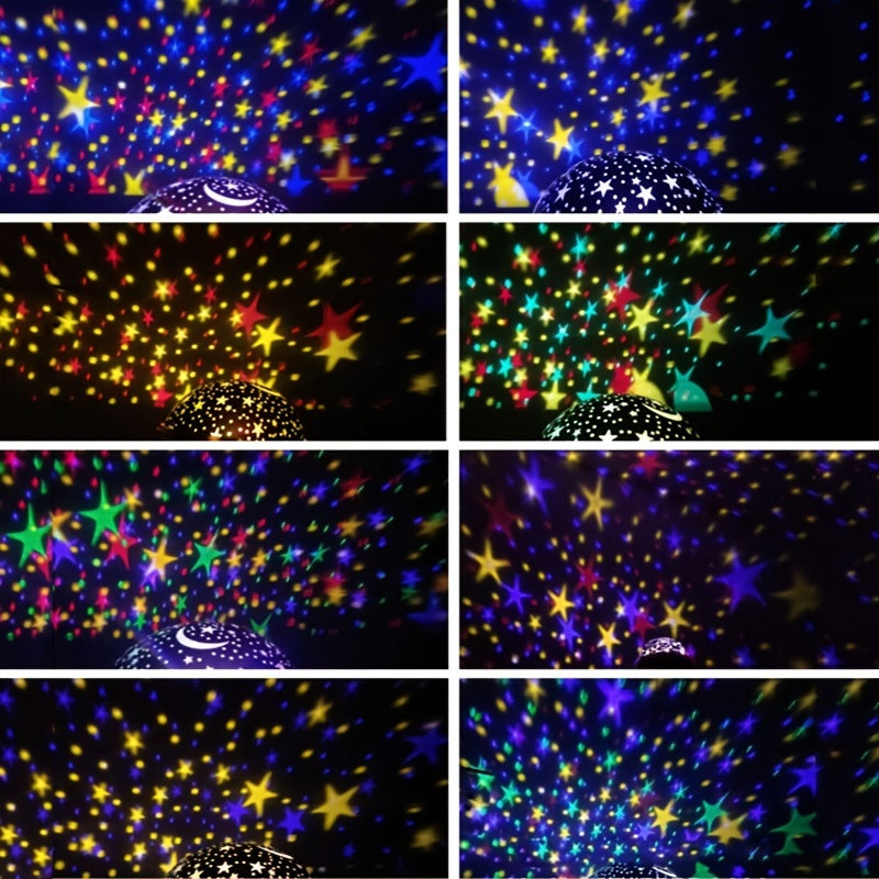 Spaceship-Shaped Star Projection Lamp: 8 Color Modes, USB or Battery Powered