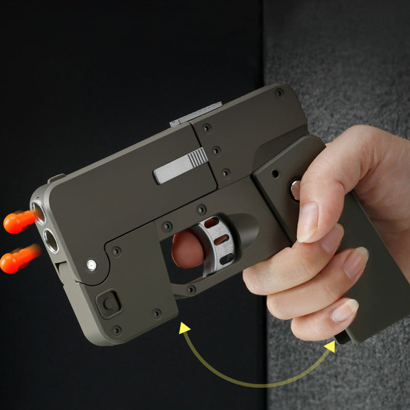 Automatic Shell Throwing Toy: Folding Pistol with Soft Bullets