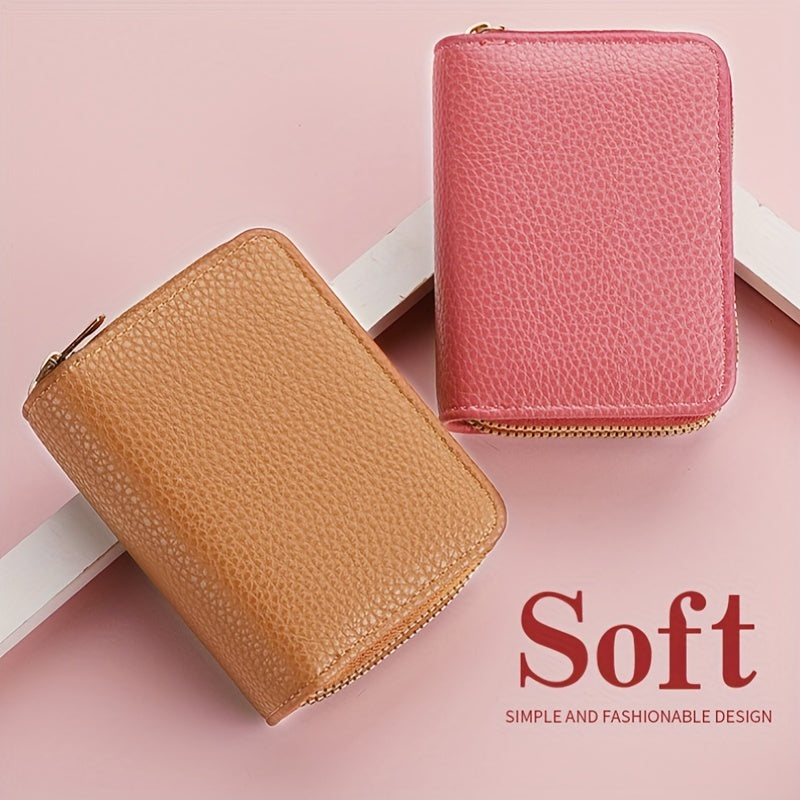 Stylish Womens Double Zipper Wallet - Compact Short Card Holder with Large Capacity, Practical Coin Purse for Everyday Use