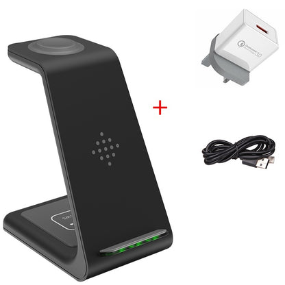 3-in-1 Fast Wireless Charging Station: Quick Charge Dock & Phone Holder Stand