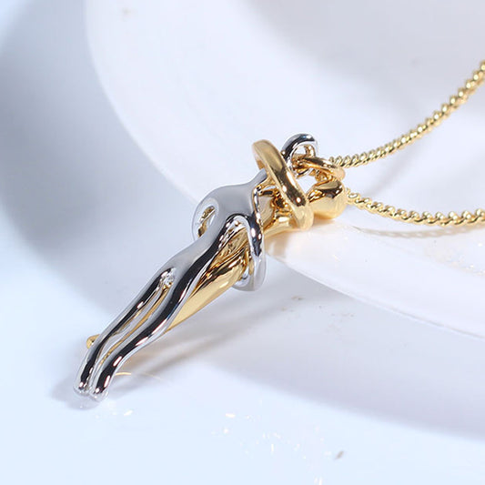 Timeless Love Hug Necklace: Unisex Couple Jewelry, Perfect Valentines Day Gift
