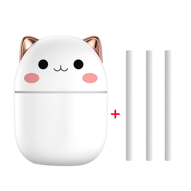 Cute Cat USB Air Humidifier - Ultra-Silent Cool Mist Aromatherapy Purifier for Home, Office & Car