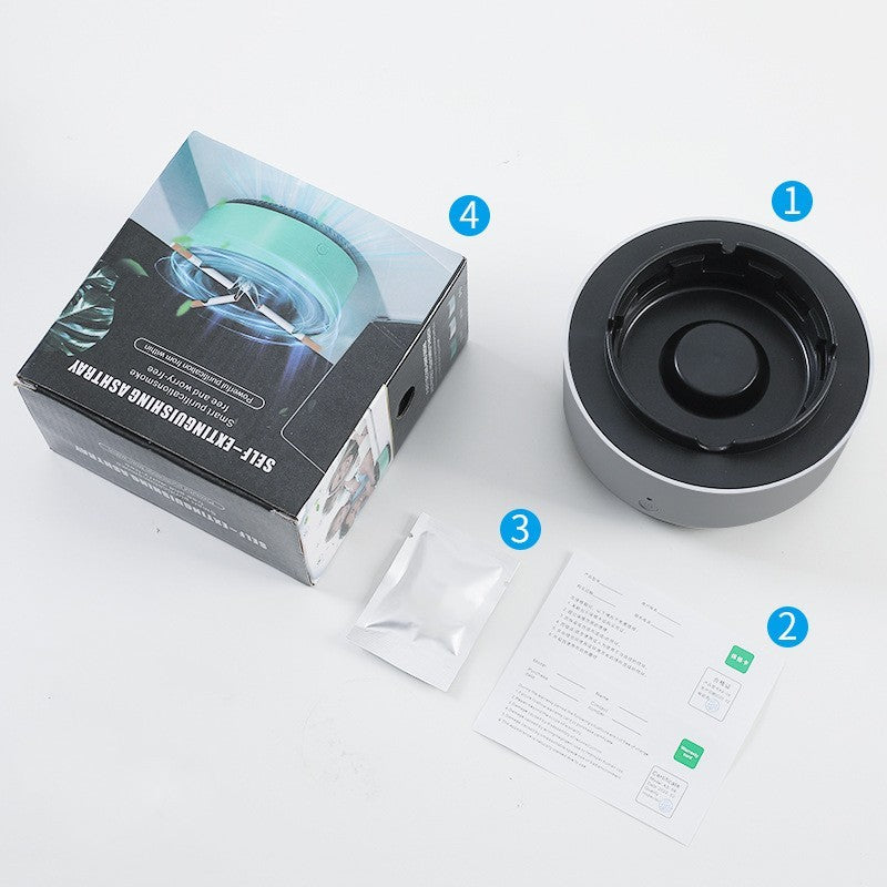Portable Car Ashtray with Smoke Removal Air Purifier - Anion Filtration for Fresh Air