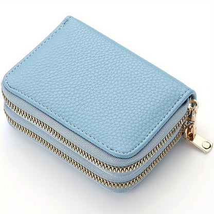 Stylish Womens Double Zipper Wallet - Compact Short Card Holder with Large Capacity, Practical Coin Purse for Everyday Use