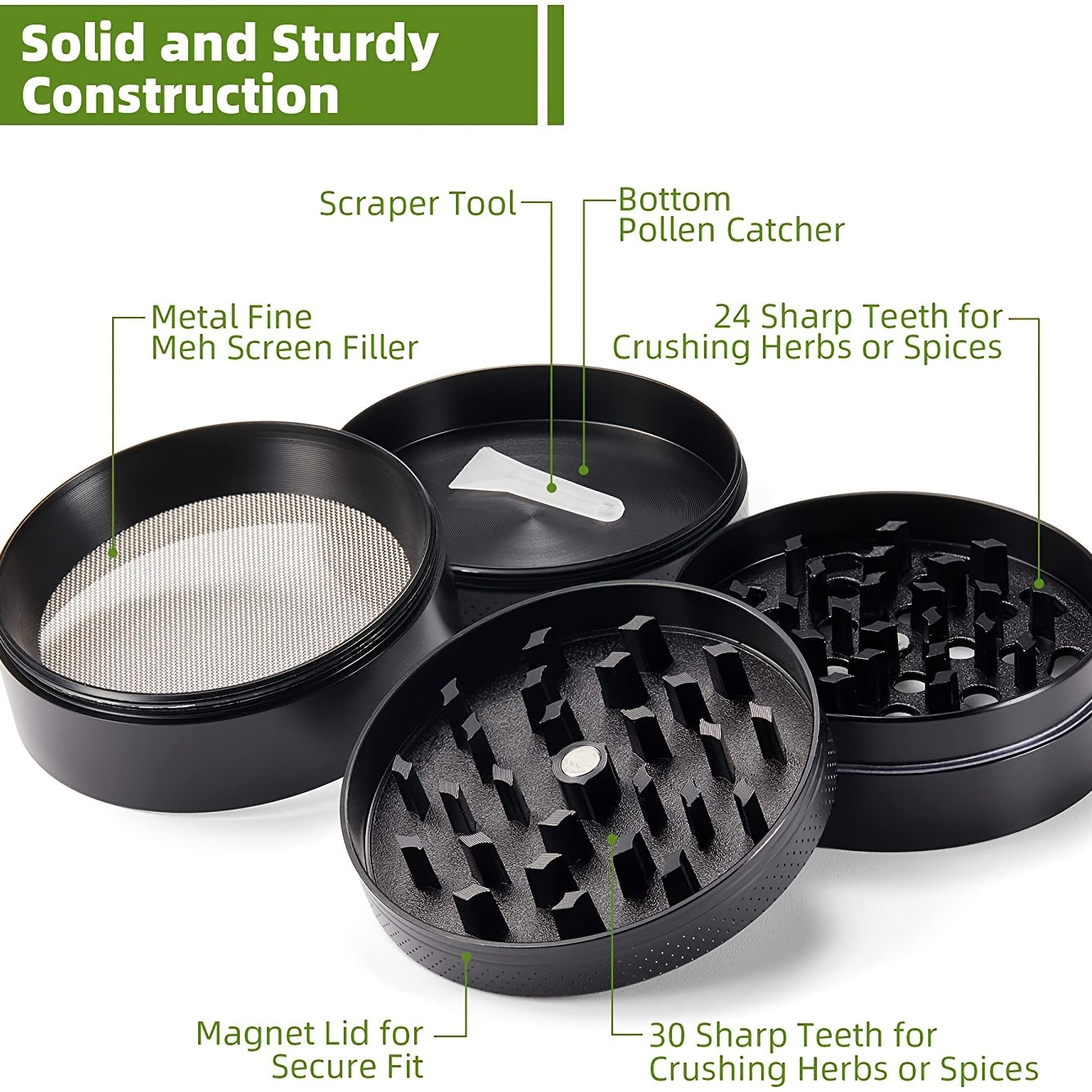 Four-Layer Aluminum Tobacco Grinder: Herb Grinder for Smoking Accessories"