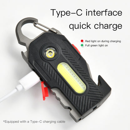 Rechargeable COB LED Keychain Light: High-Brightness Emergency Camping Work Lamp