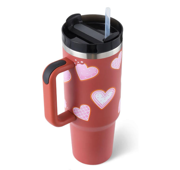 40 Oz Insulated Tumbler: Stainless Steel Coffee Cup with Lid and Straw