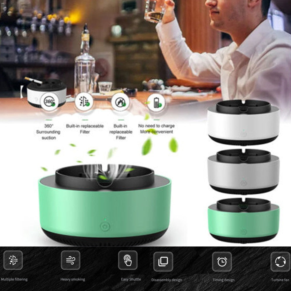 Portable Car Ashtray with Smoke Removal Air Purifier - Anion Filtration for Fresh Air