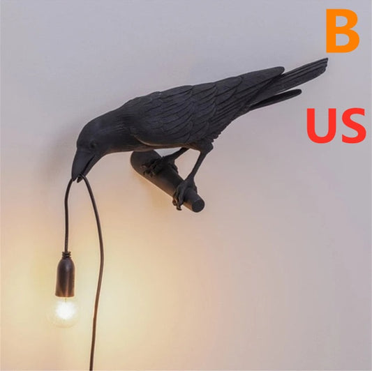 Stunning Resin Bird Wall Lamp: Auspicious Decor for Your Home