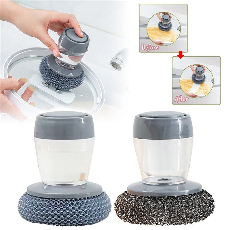 Kitchen Palm Brush: Soap Dispenser for Easy Cleaning