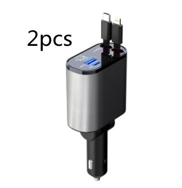 High-Speed 100W Car Charger: USB & Type-C Ports, Cigarette Lighter Adapter
