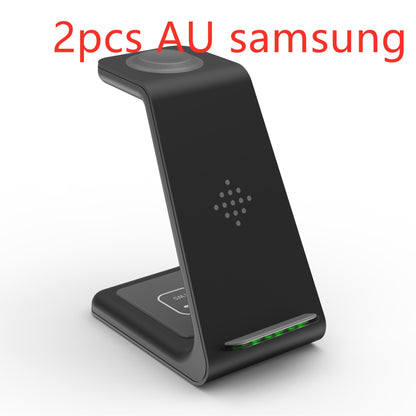 3-in-1 Fast Wireless Charging Station: Quick Charge Dock & Phone Holder Stand