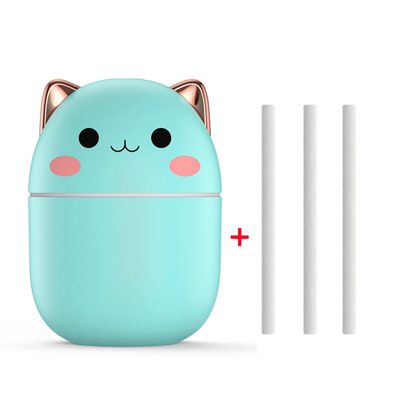 Cute Cat USB Air Humidifier - Ultra-Silent Cool Mist Aromatherapy Purifier for Home, Office & Car