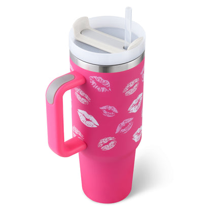 40 Oz Insulated Tumbler: Stainless Steel Coffee Cup with Lid and Straw