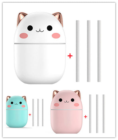 Cute Cat USB Air Humidifier - Ultra-Silent Cool Mist Aromatherapy Purifier for Home, Office & Car