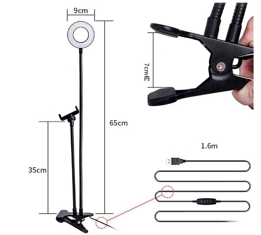 Adjustable LED Selfie Ring Light | 8cm Stand | Perfect for Makeup & Live Streaming