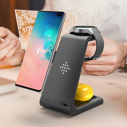 3-in-1 Fast Wireless Charging Station: Quick Charge Dock & Phone Holder Stand