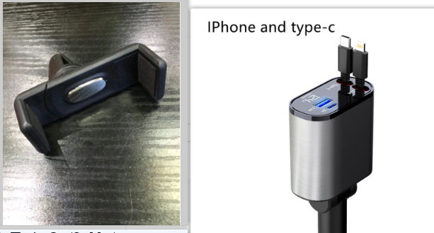 High-Speed 100W Car Charger: USB & Type-C Ports, Cigarette Lighter Adapter
