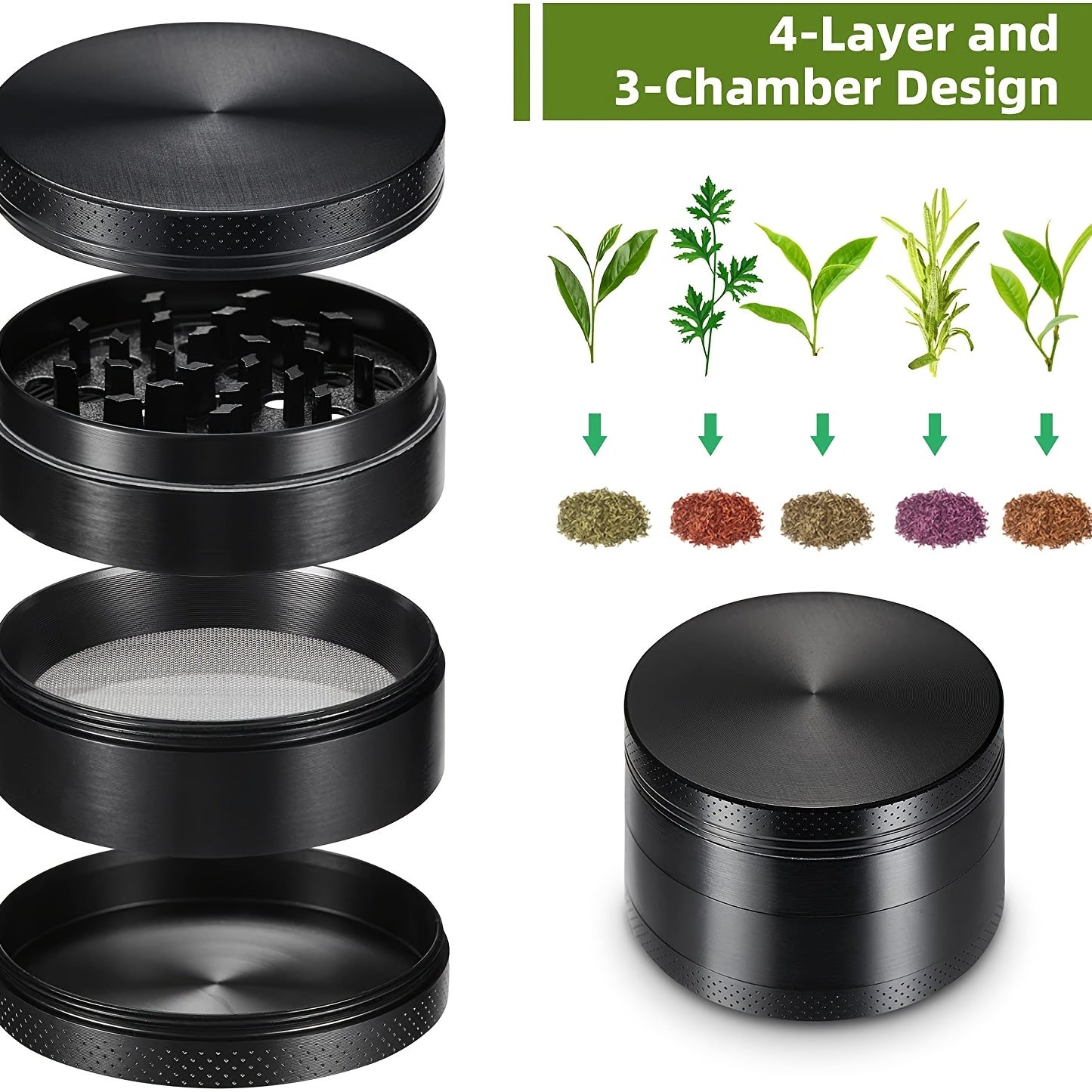Four-Layer Aluminum Tobacco Grinder: Herb Grinder for Smoking Accessories"