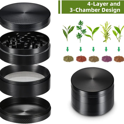 Four-Layer Aluminum Tobacco Grinder: Herb Grinder for Smoking Accessories"
