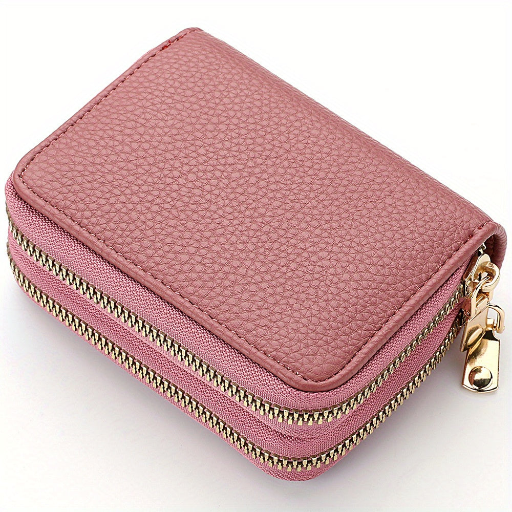 Stylish Womens Double Zipper Wallet - Compact Short Card Holder with Large Capacity, Practical Coin Purse for Everyday Use