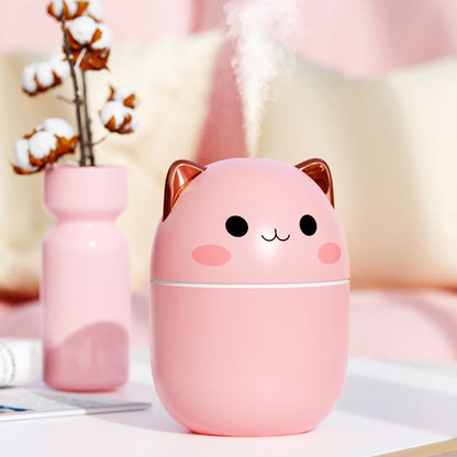 Cute Cat USB Air Humidifier - Ultra-Silent Cool Mist Aromatherapy Purifier for Home, Office & Car