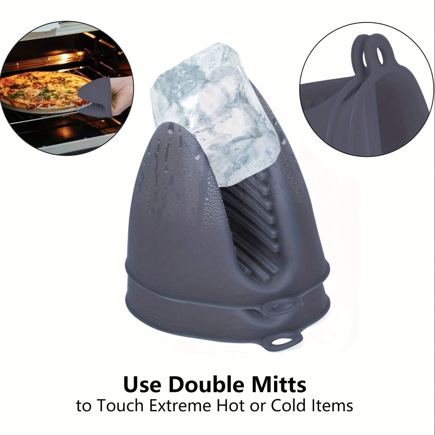 2-Pack Silicone Oven Mitts: Heat Resistant Pot Holders for Cooking & Baking