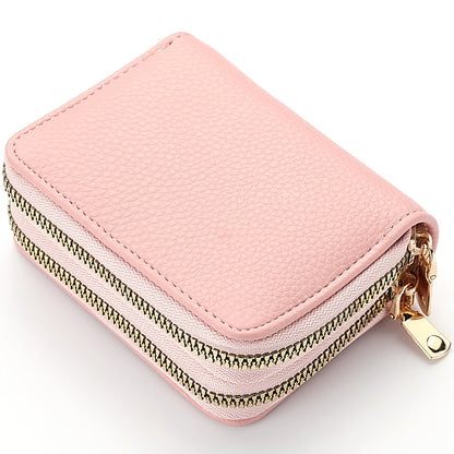 Stylish Womens Double Zipper Wallet - Compact Short Card Holder with Large Capacity, Practical Coin Purse for Everyday Use
