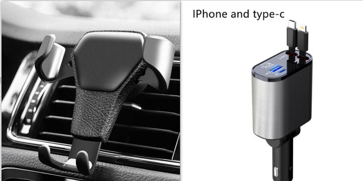 High-Speed 100W Car Charger: USB & Type-C Ports, Cigarette Lighter Adapter