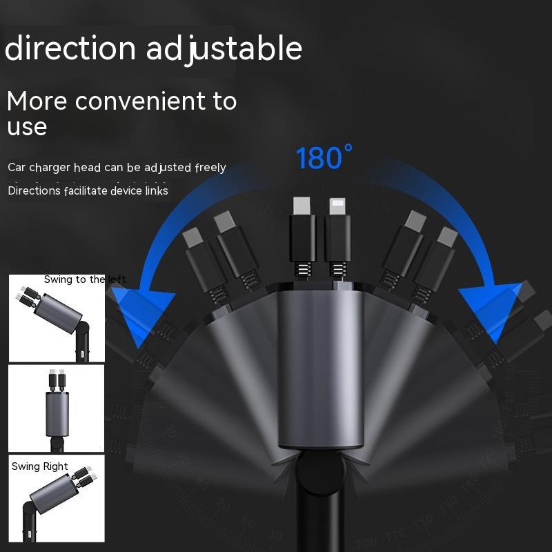 High-Speed 100W Car Charger: USB & Type-C Ports, Cigarette Lighter Adapter