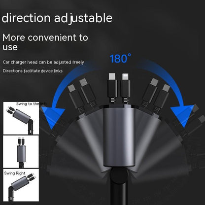 High-Speed 100W Car Charger: USB & Type-C Ports, Cigarette Lighter Adapter