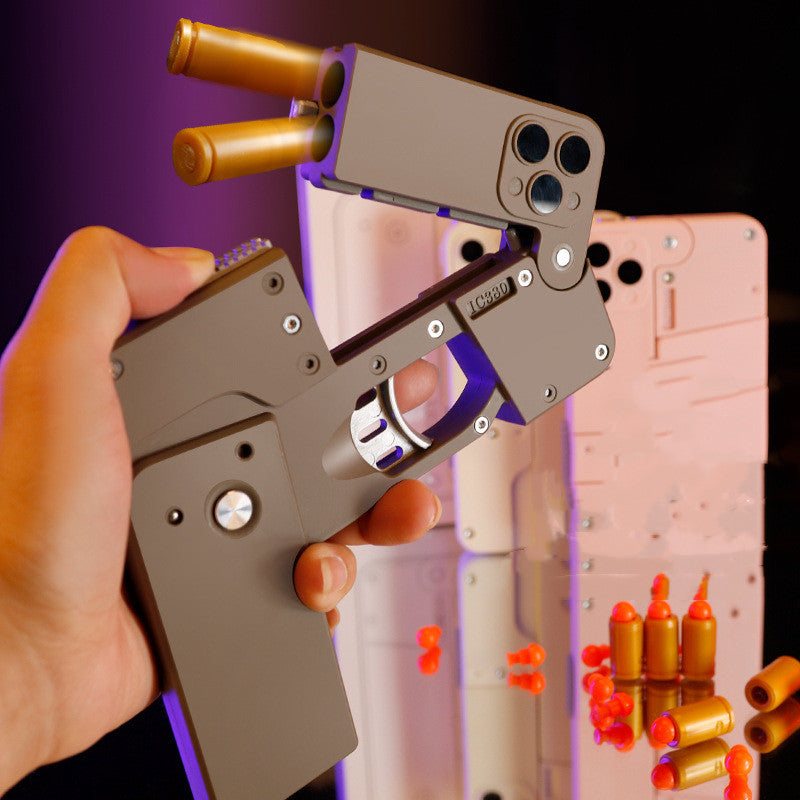 Automatic Shell Throwing Toy: Folding Pistol with Soft Bullets