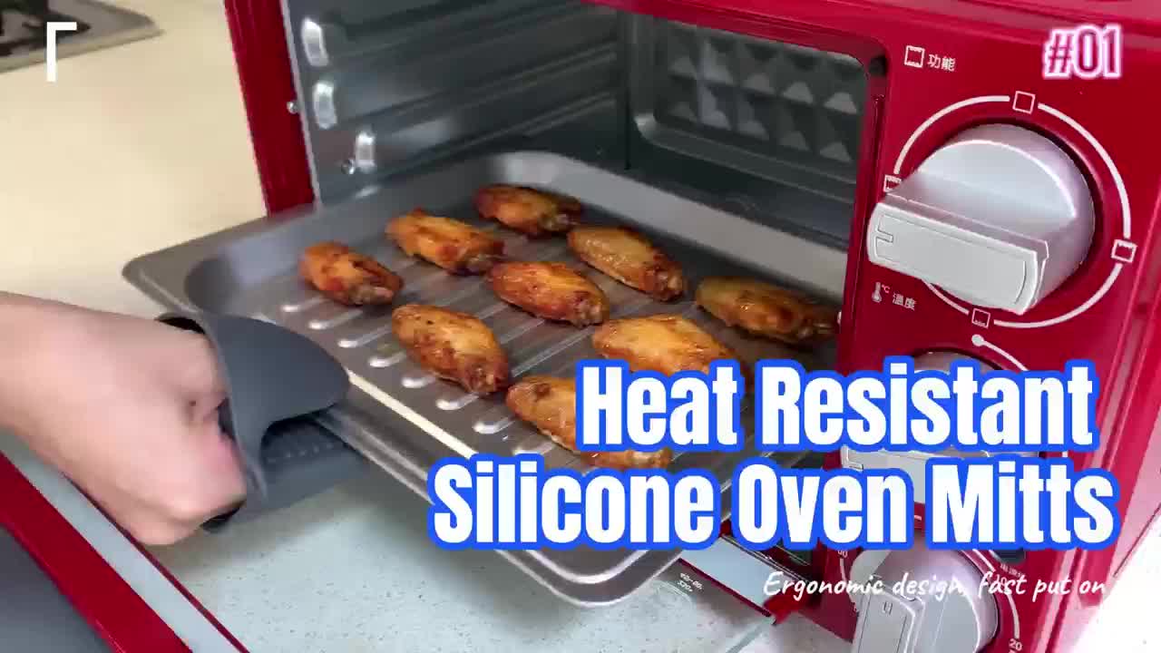 2-Pack Silicone Oven Mitts: Heat Resistant Pot Holders for Cooking & Baking