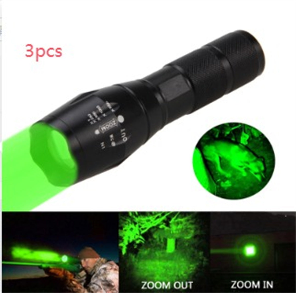 Portable LED Flashlight: Zoomable Torch for Hunting